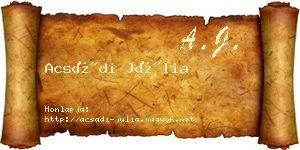 Acsádi Júlia névjegykártya